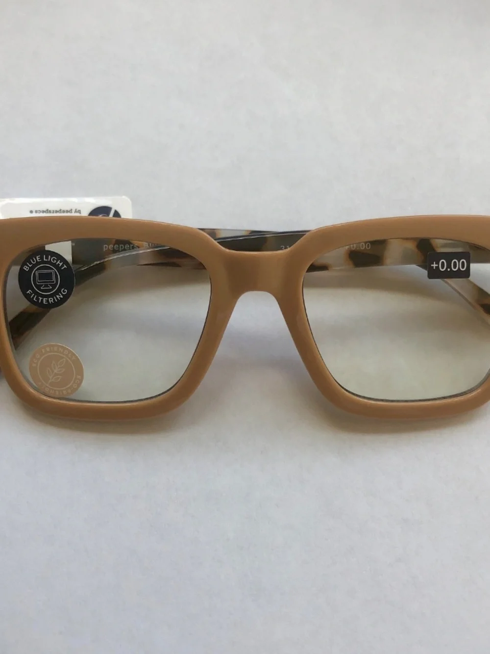New Anthropologie Peepers Tan Starlet Blue Light filtering Glasses +0.00‎